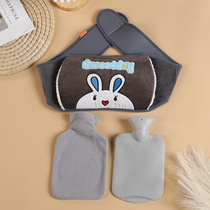 Bouillotte peluche micro onde ceinture abdominale chauffante gris brun lapin