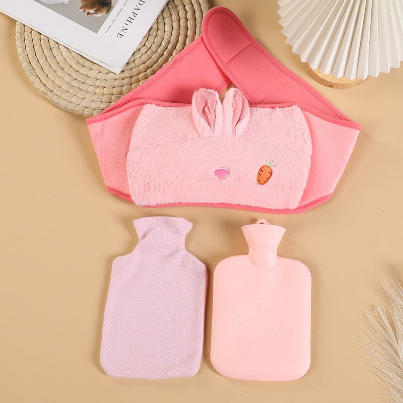 Bouillotte peluche micro onde ceinture abdominale chauffante lapin rose