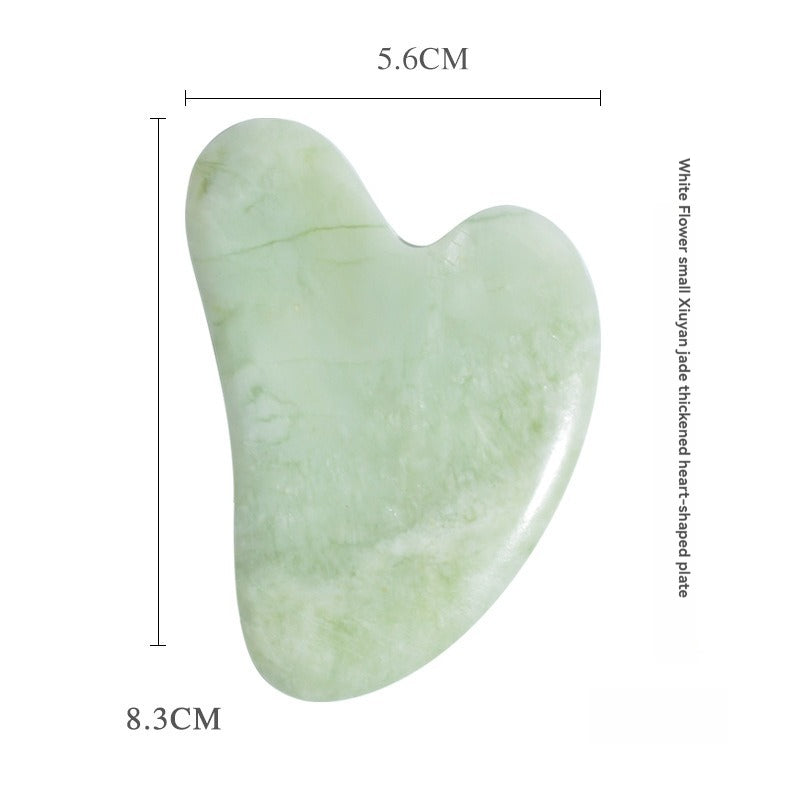 Gua sha assiette à gratter en forme de coeur de jade 6 couleurs grandeur