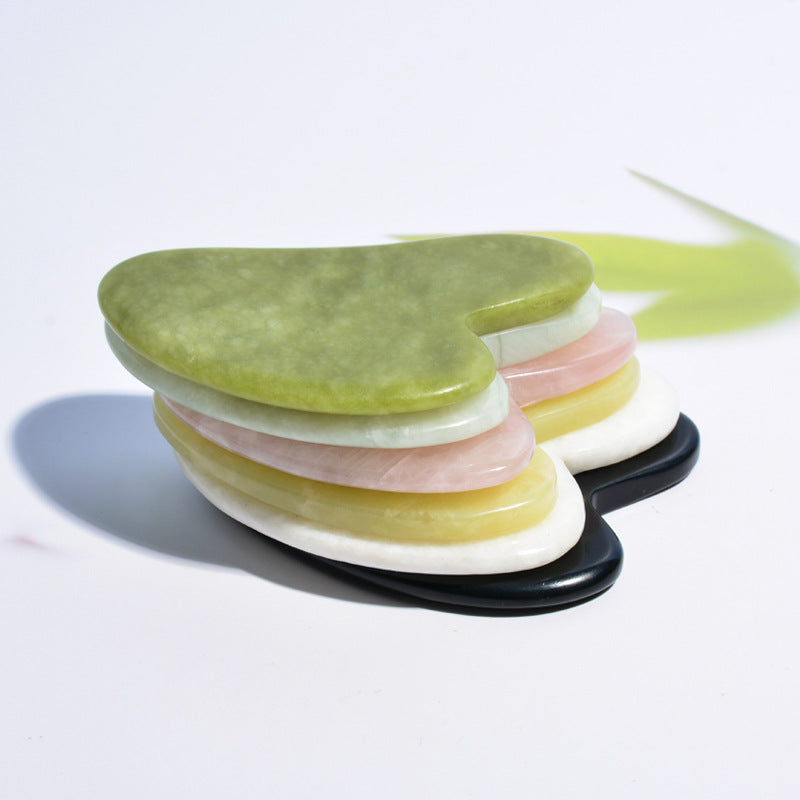 Gua sha assiette à gratter en forme de coeur de jade 6 couleurs