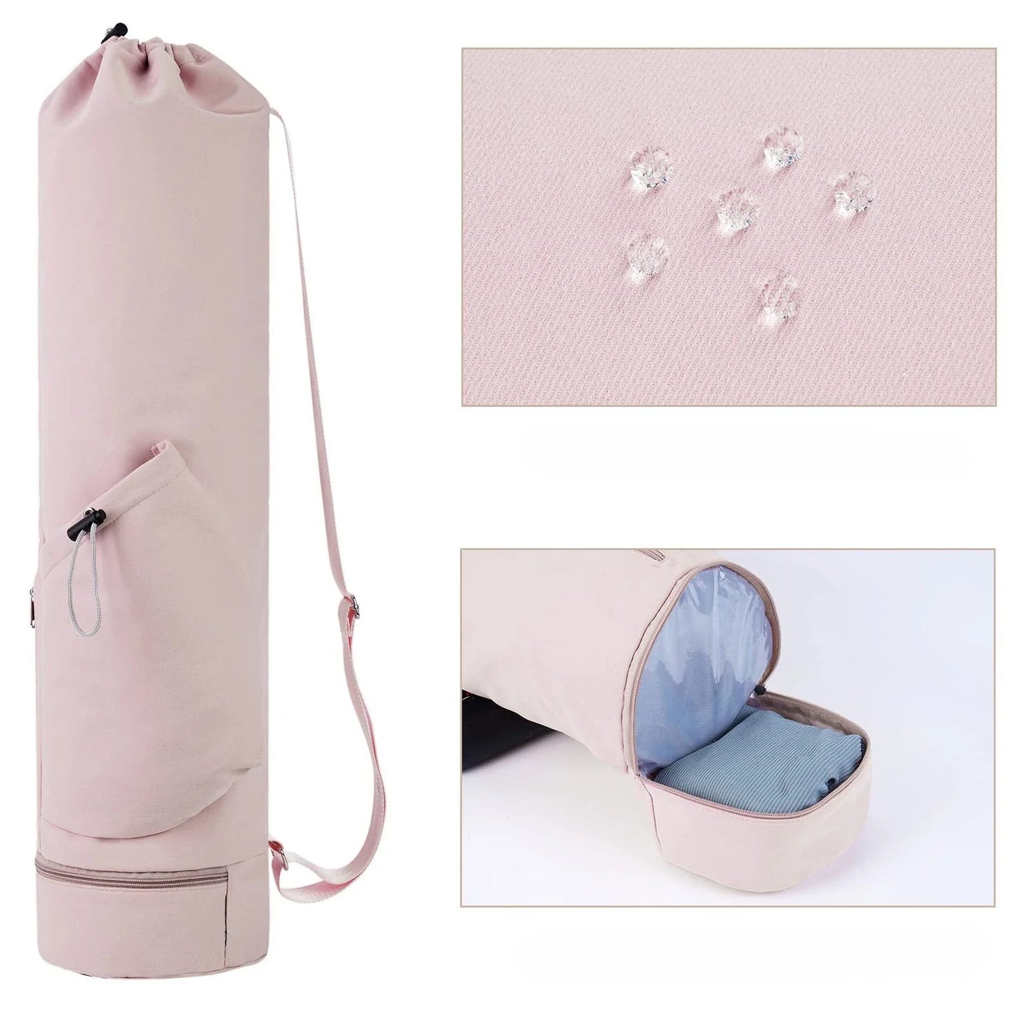 Sac de Sport Femme - Sac pour Tapis de Yoga avec Poche pour Bouteille d'Eau