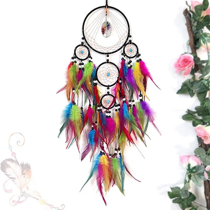 Attrape-reves-retro-5-anneaux-noir-multicolore