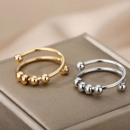 Bague-anti-stress-anneaux-de-perles-acier-inoxydable-hommes-femmes-or-argent