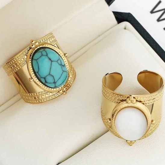 Bague-femme-pierre-naturelle-turquoise-de-boheme-acier-inoxydable-plaque-or-14-carats-chic