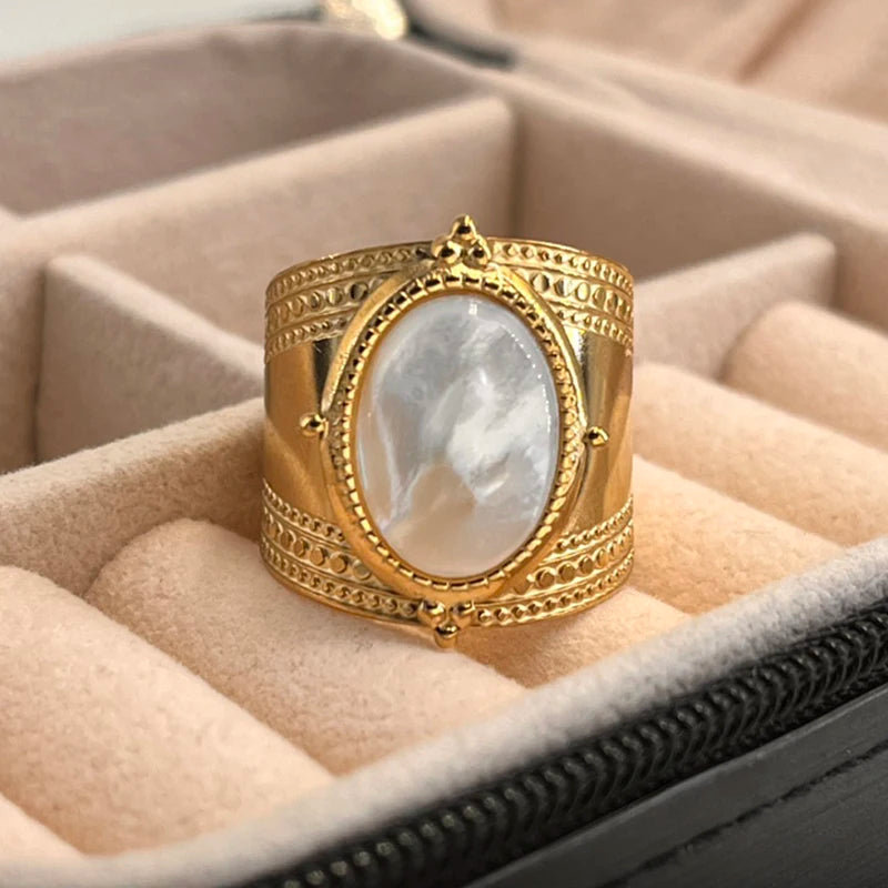 Bague-femme-pierre-naturelle-turquoise-de-boheme-acier-inoxydable-plaque-or-14-carats-cristal-blanc
