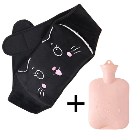  Bouillotte-micro-onde-coussin-chauffant-ceinture-abdominale-bouillotte-chat-noir