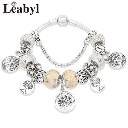 Bracelet-breloque-perles-arbre-de-vie-couleur-argent-blanc