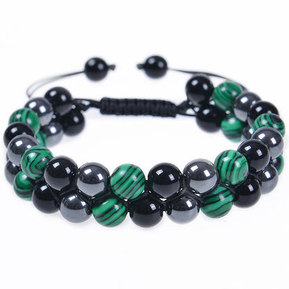 Bracelet-en-perles-7-chakras-meditation-vert-tigré-noir