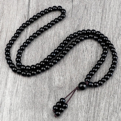 Collier-de-perle-en-pierre-naturelle-noire-brillante-obsidienne-onyx-mat-108-perles-mala-pendentif