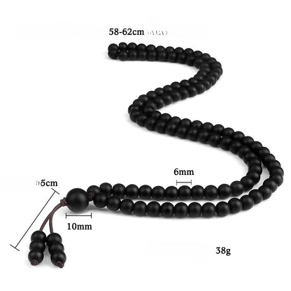Collier-de-perle-noire-brillante-obsidienne-onyx-mat-perles-mala-taille