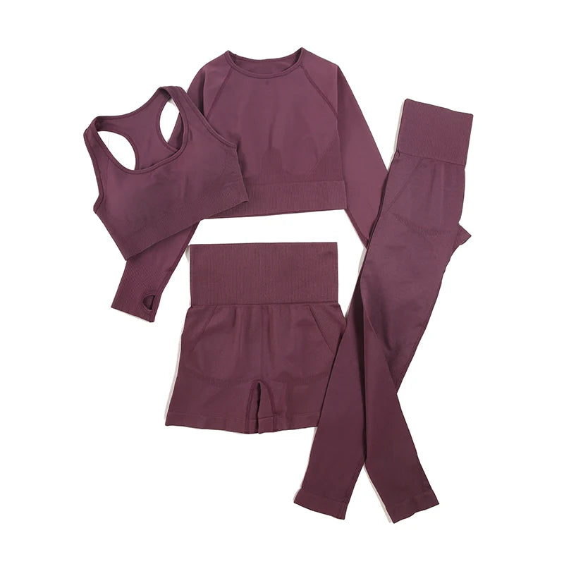 Combinaison-yoga-ensemble-sans-couture-quatre-pieces-vin