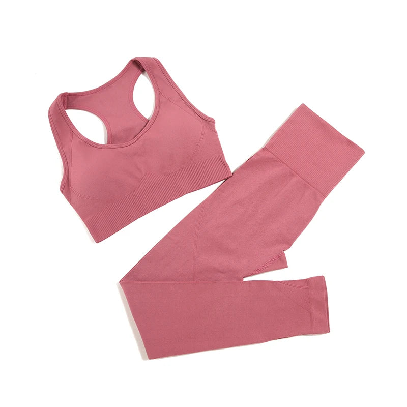 Combinaison-yoga-ensemble-sans-couture-camisole-pantalon-rose