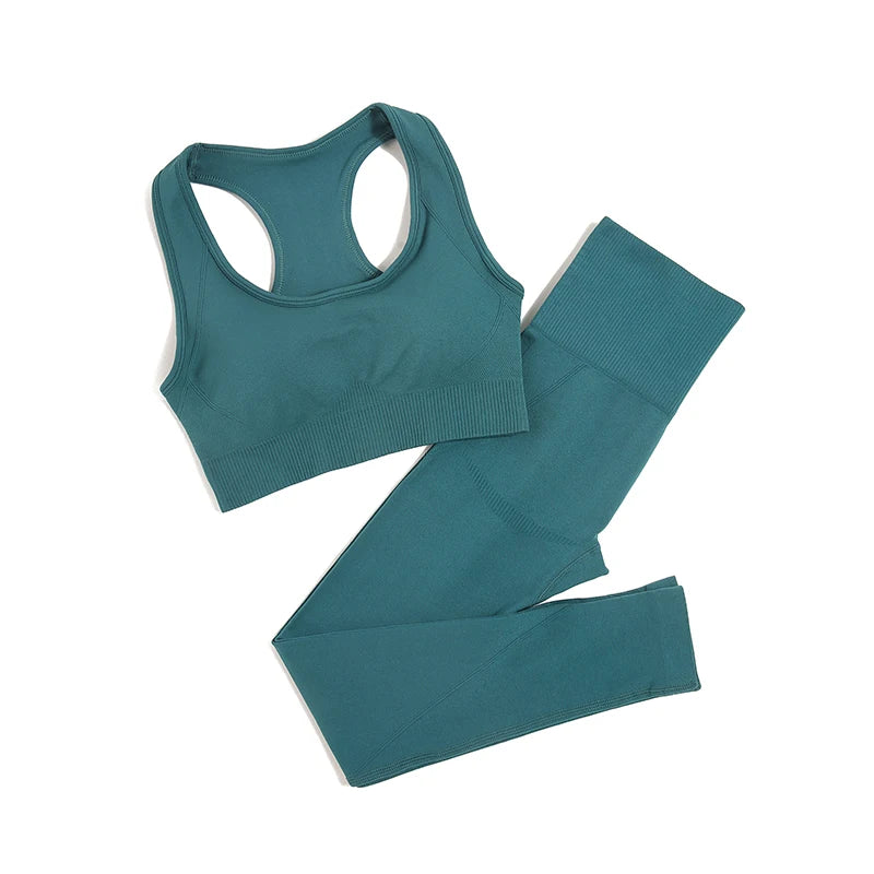 Combinaison-yoga-ensemble-sans-couture-camisole-pantalon-vert