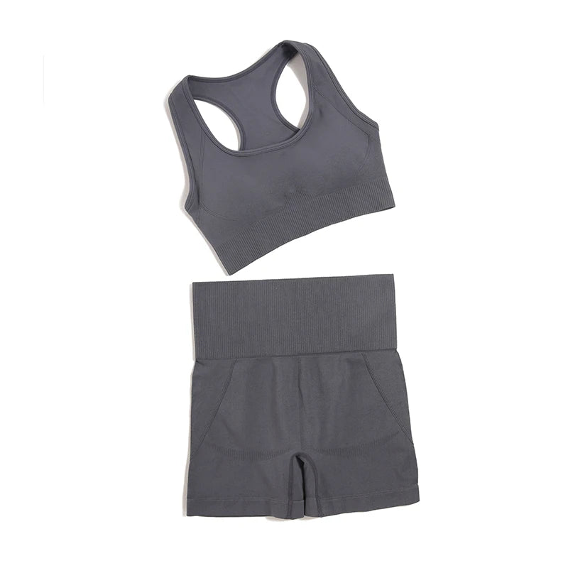 Combinaison-yoga-ensemble-sans-couture-camisole-short-gris