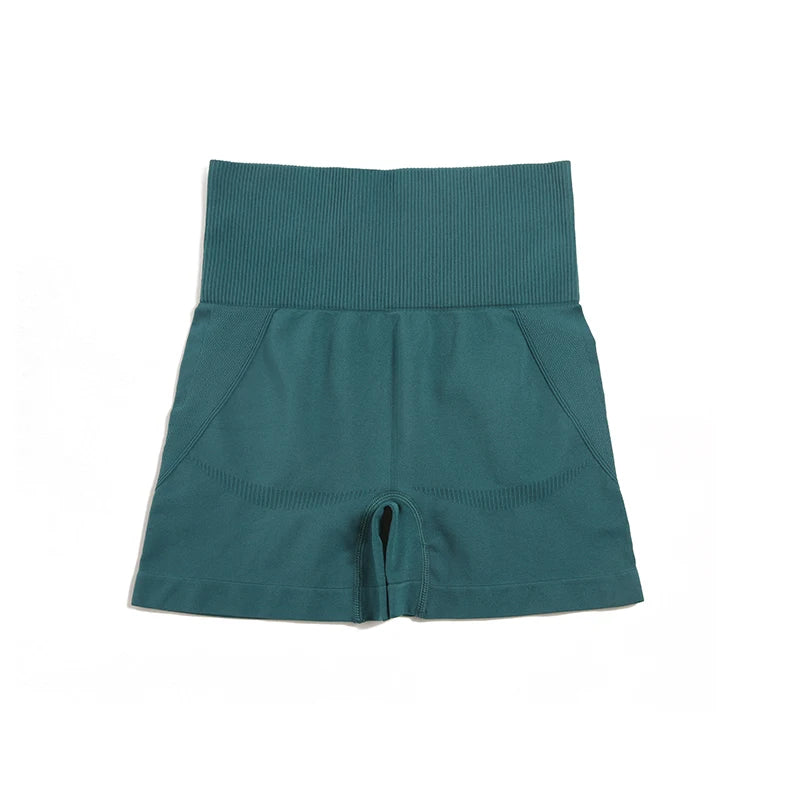 Combinaison-yoga-ensemble-sans-couture-quatre-pieces-zen-short-verte