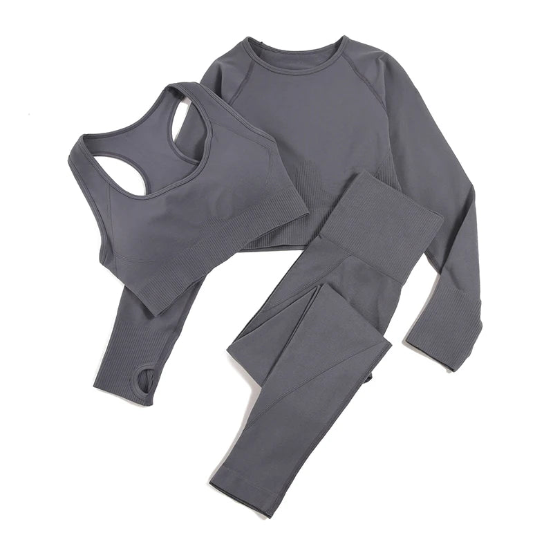 Combinaison-yoga-ensemble-sans-couture-trois-pieces-gris