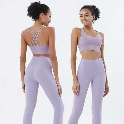 Combinaison-yoga-durable-deux-pièces-bretelles-mauve