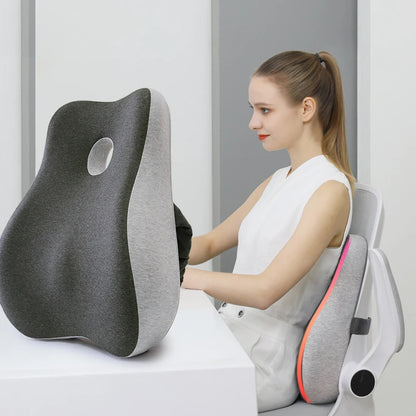 Coussin-chaise Coussin-orthopedique-massage-du-dos-taille-lombaire-bureau-voiture-soutien-fesses-mousse-memoire-confort