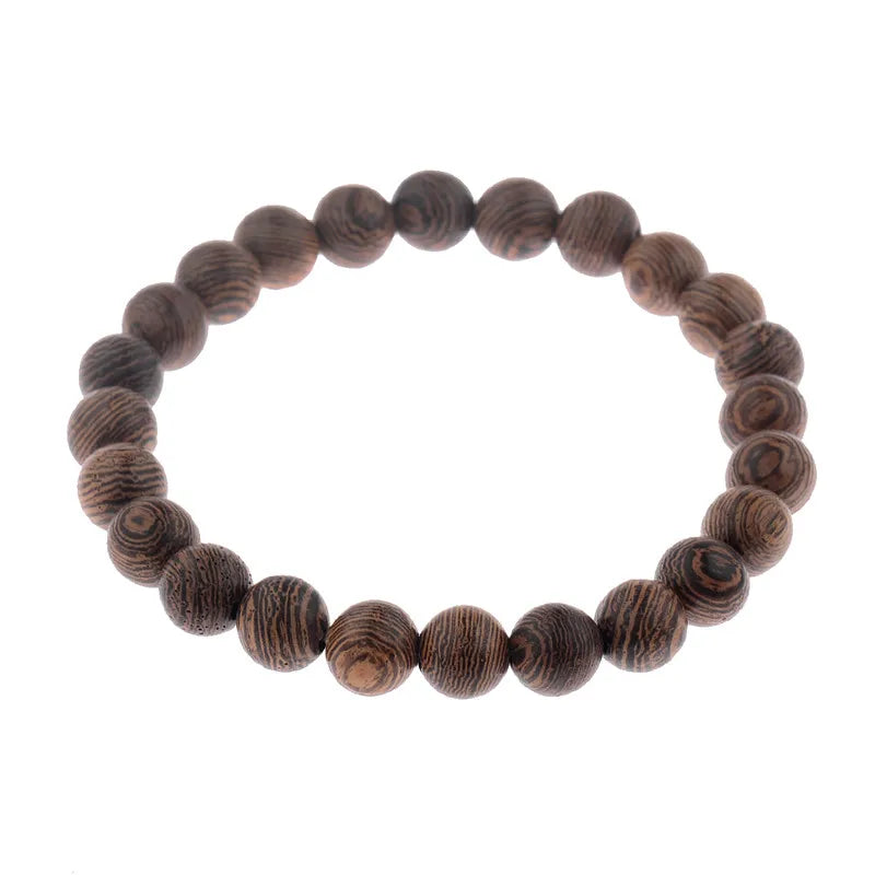 Bracelet en perles - En bois naturel pour hommes et femmes, bijoux de prière, yoga, méditation, blanc, noir