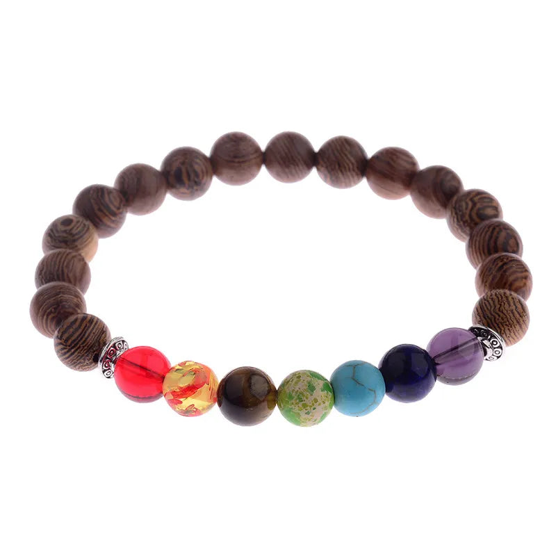 Bracelet en perles - En bois naturel pour hommes et femmes, bijoux de prière, yoga, méditation, blanc, noir