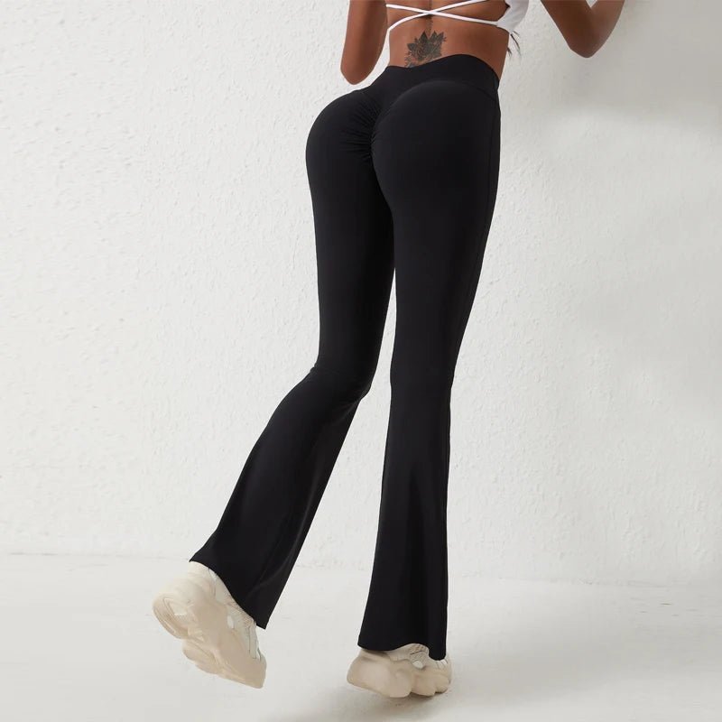 Pantalon-de-yoga-évasé-noir