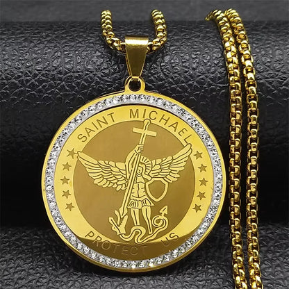 Pendentif-collier-des-anges-medaille-des-sept-archanges-chaine-de-protection-acier-inoxydable-sceau-de-salomon-bijoux-croix