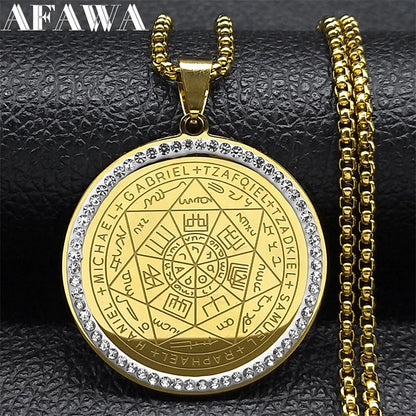 Pendentif-collier-des-anges-medaille-des-sept-archanges-chaine-de-protection-acier-inoxydable-sceau-de-salomon-bijoux-or