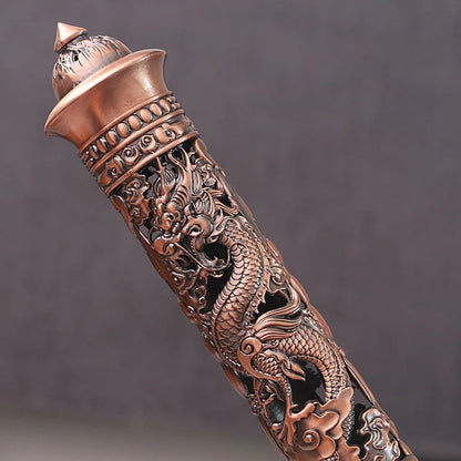 
Porte-encens-bruleur-baton-vertical Brûleur-bronze-dore-dragon-phoenix Encens Porte-relief-artisanat-ornements-decoration 