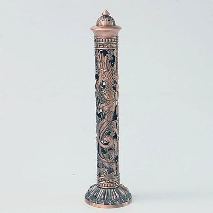  Porte-encens-bruleur-baton-vertical Brûleur-bronze-dore-dragon-phoenix 