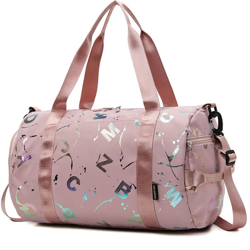 Sac-de-sport-femme-homme-bandouliere-fille-garcon-lettres-graffiti-yoga-rose