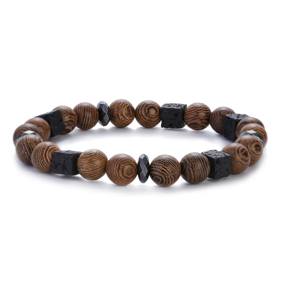 Bracelet en perles - En bois naturel pour hommes et femmes, bijoux de prière, yoga, méditation, blanc, noir