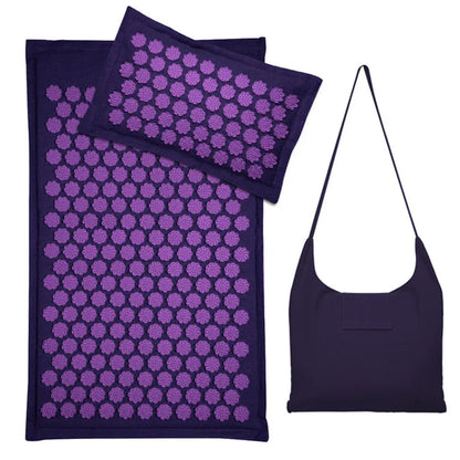 Tapis-acupression-en-lin-naturel-fleur-lotus-violet