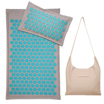 Tapis-acupression-naturel-fleur-lotus-ensemble-turquoise