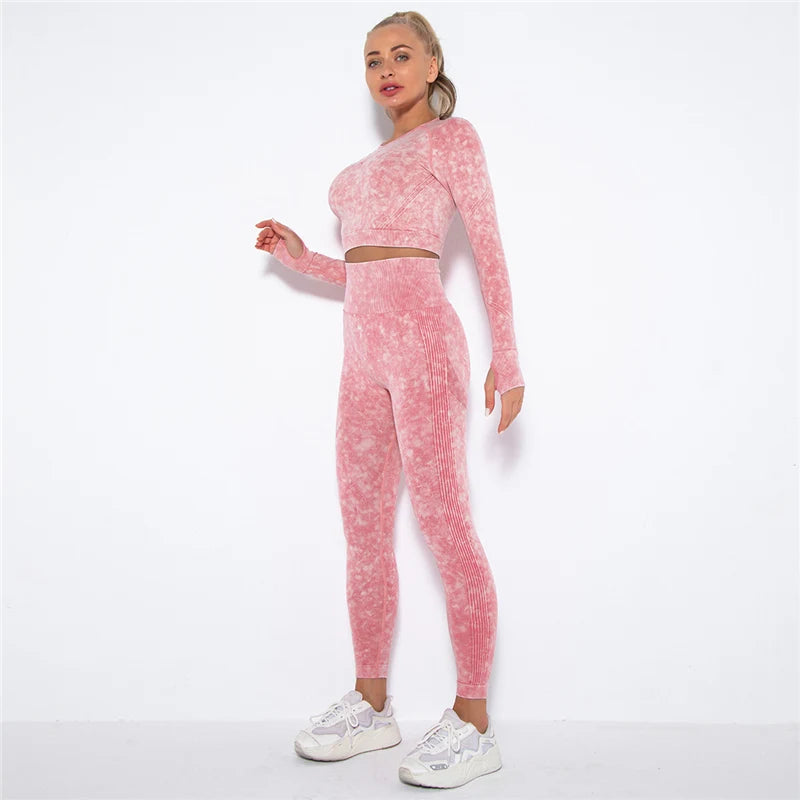 Tenue-yoga-sans-couture-pour-femme-manches-longues-sport-fitness-gym-combinaison-entrainement-rose