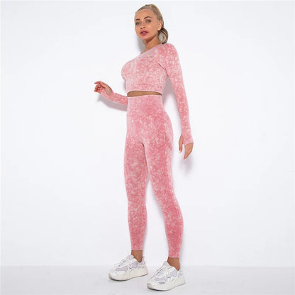 Tenue-yoga-sans-couture-pour-femme-manches-longues-sport-fitness-gym-combinaison-entrainement-rose