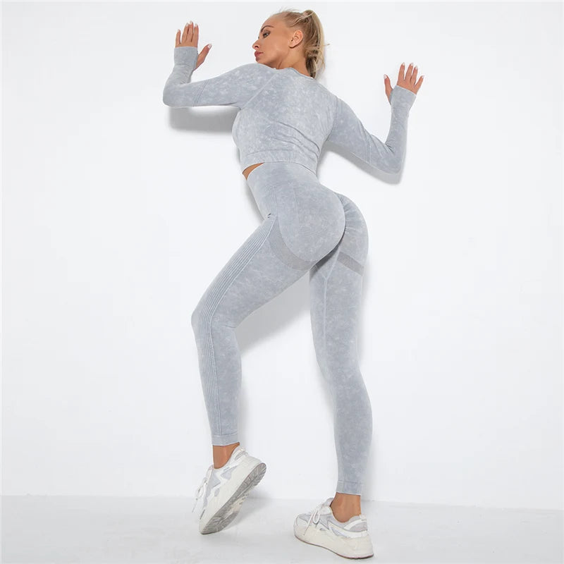 Tenue-yoga-sans-couture-pour-femme-manches-longues-sport-fitness-gym-combinaison-entrainement-gris