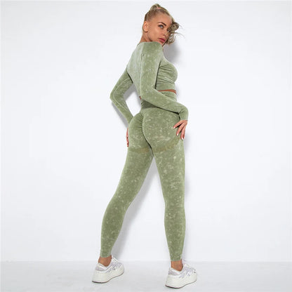 Tenue-yoga-sans-couture-pour-femme-manches-longues-sport-fitness-gym-combinaison-entrainement-vert