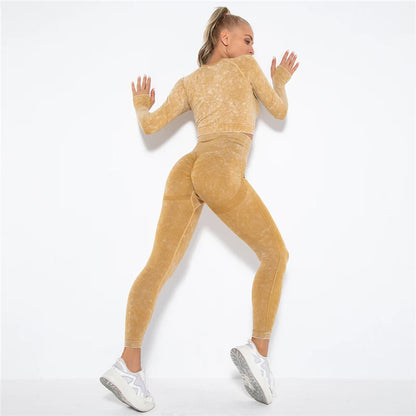 Tenue-yoga-sans-couture-pour-femme-manches-longues-sport-fitness-jaune