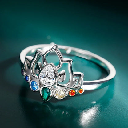 bagues-femme-fleur-de-lotus-yoga-argent-multicolore-pierres