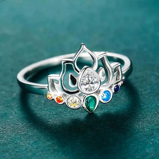 bague-femme-fleur-de-lotus-yoga-argent-pierre-multicolore