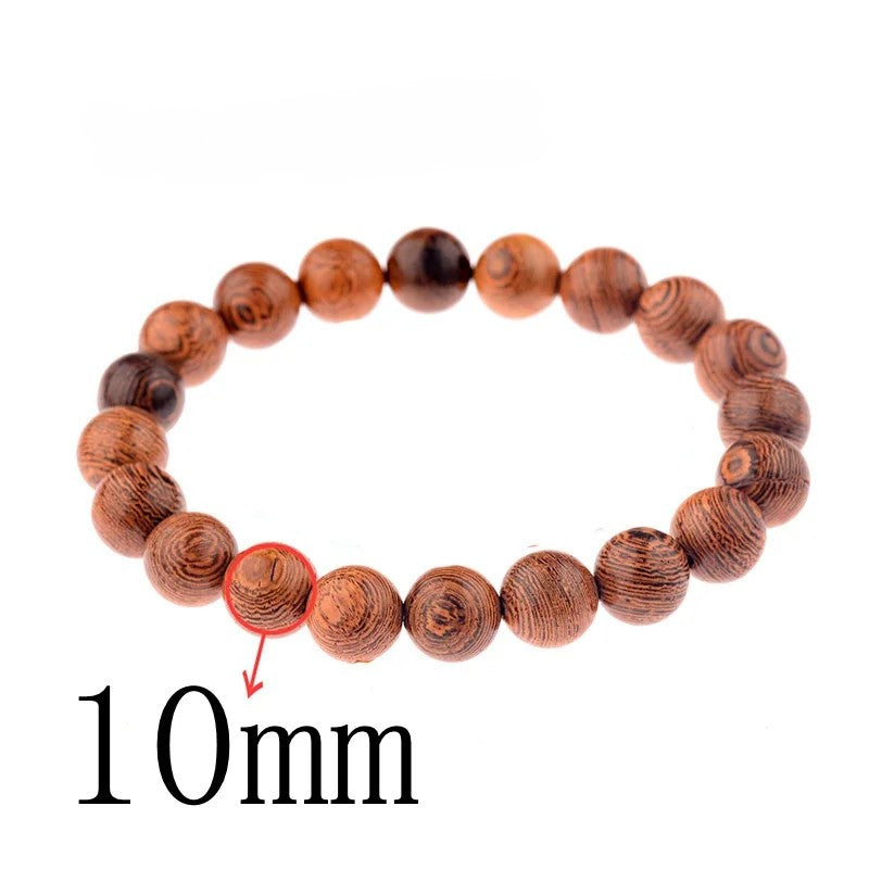 Bracelet en perles - En bois naturel pour hommes et femmes, bijoux de prière, yoga, méditation, blanc, noir