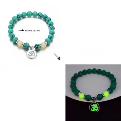 Bracelet en perles -Pierre Naturelles Lumineux - Bracelet de perles de charme de lotus pour hommes femmes - Prière Bouddhisme