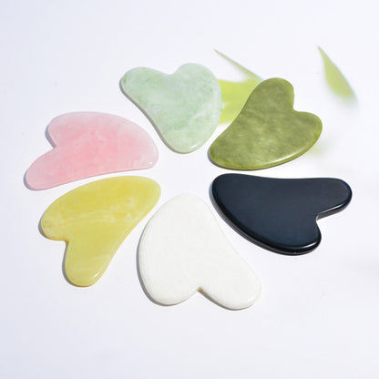 Gua sha assiette à gratter en forme de coeur de jade 6 couleurs