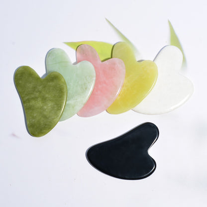 Gua sha assiette à gratter en forme de coeur de jade 6 couleurs