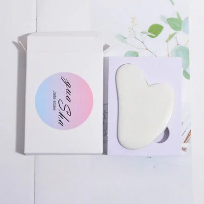 Gua sha assiette à gratter en forme de coeur de jade blanc