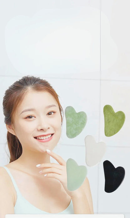 Gua sha assiette à gratter en forme de coeur de jade femme