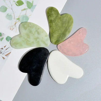 Gua sha assiette à gratter en forme de coeur de jade 6 couleurs grandeur relaxation