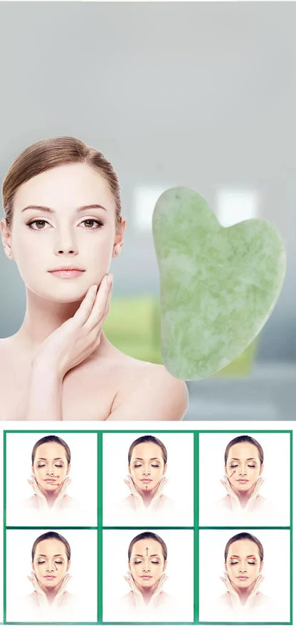 Gua sha assiette à gratter en forme de coeur de jade 