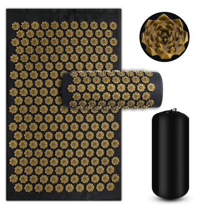 tapis-acupression-coussin-yoga-lotus-relaxation-noir-or