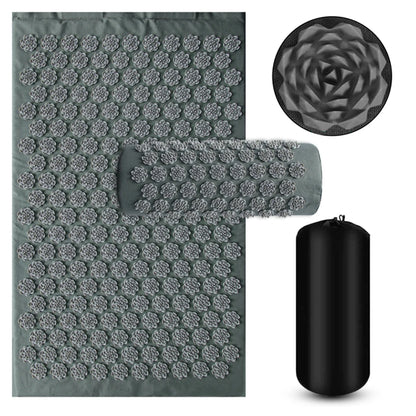 tapis-acupression-coussin-yoga-lotus-relaxation-vert-gris